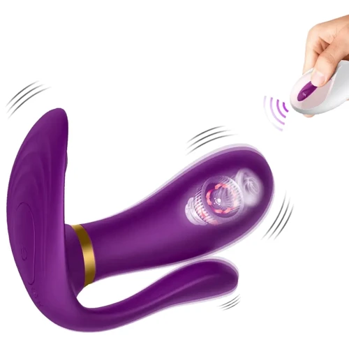 Вибромассажер с анальным и клиторальным стимулятором, и подогревом BOSS Remote wearable vibrator Purple (BS561007-2)