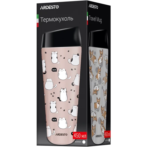 Термокухоль Ardesto Coffee Time Cats 450 мл, коричневий (AR2645FC): Тип Термокружка