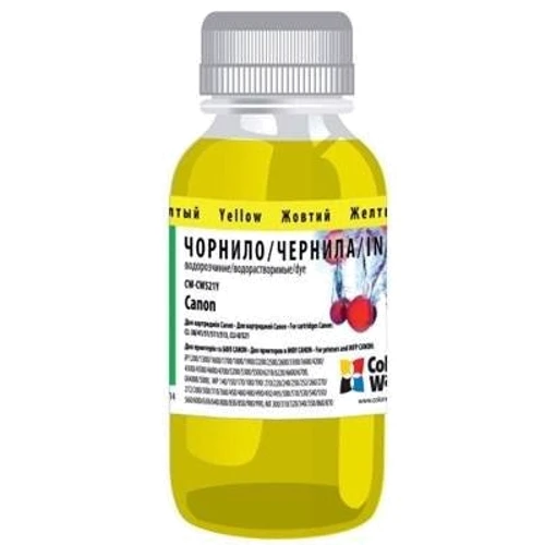 Чорнило ColorWay Canon CL-41/38/411/511/CLI-8/426/521 Yellow 100мл (CW-CW521Y01): Колір Yellow