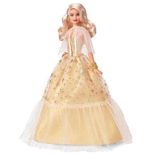 Коллекционная кукла Barbie Праздничная в роскошном золотистом платье (HJX04): Возраст от 6 лет и старше