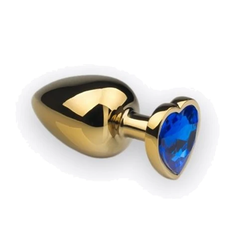 Анальная пробка, Gold Heart Sapphire, L
