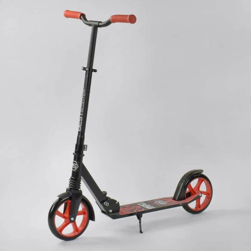 Самокат двоколісний Best Scooter "WOLF" з PU колесами, амортизатором Black / Red (87745)