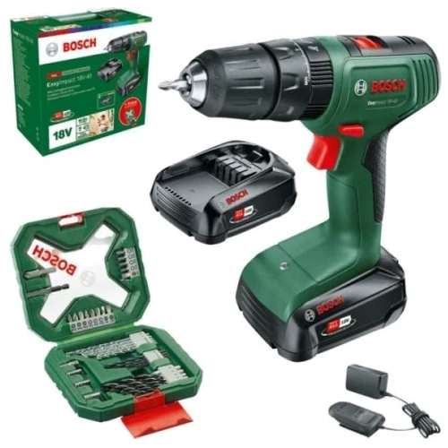 Аккумуляторный ударный инструмент Bosch EasyImpact 18V-40 + 2x аккумулятора 2.0 Ач + набор из 34 предметов (AC Xline) + зарядное устройство AL 18V-20 + кейс (06039D8109)