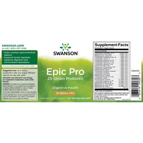 Swanson Epic Pro Прибуток 30 веганських капсул: Тип Прибуток