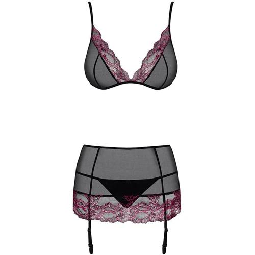 Эротический комплект с поясом для чулок Obsessive Sedusia, S/M