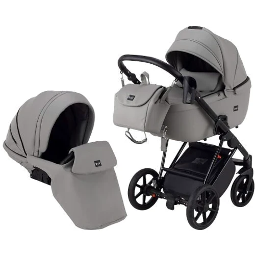Коляска 2 в 1 Bair Infinity шкіра 100% BI-2232-AMO grey (сірий)