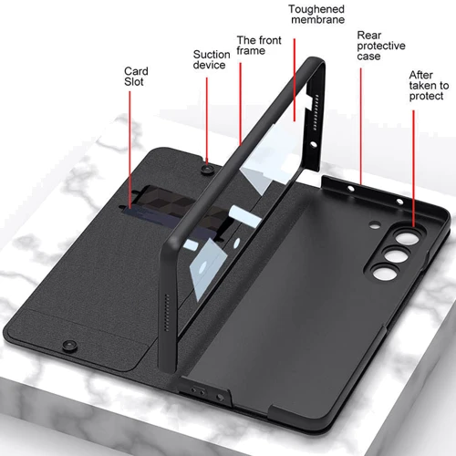 Аксессуар для смартфона GKK Leather Wallet with Slot Pen Black for Samsung F946 Galaxy Fold 5: Цвет черный