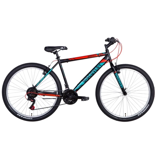 Велосипед Discovery AMULET Vbr 2021 ST 27.5" черно-красный с бирюзовым (OPS-DIS-27.5-050)