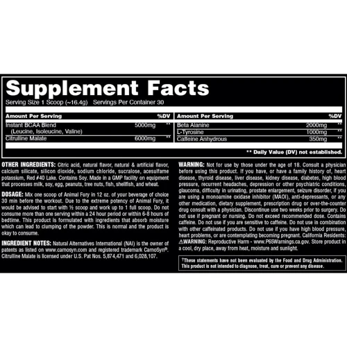 Universal Nutrition Animal Fury 328 g /30 servings/ Watermelon: Смак Кавун