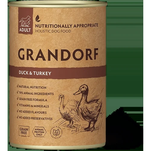 Вологий корм для дорослих собак Grandorf Duck & Turkey Adult з качкою та індичкою 400 г (5407007852154)