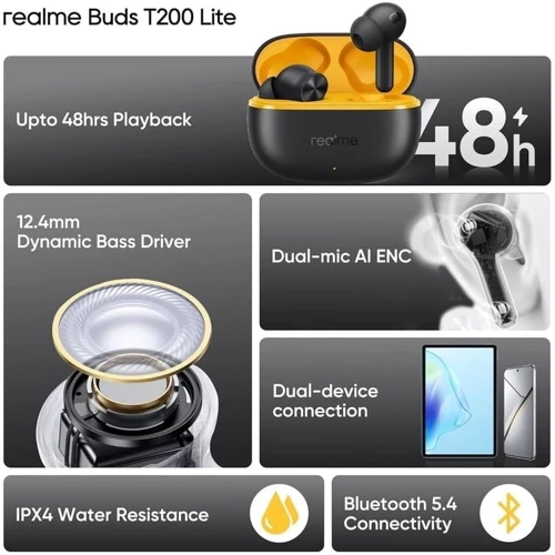 Наушники Realme Buds T200 Lite Volt Black фото 5
