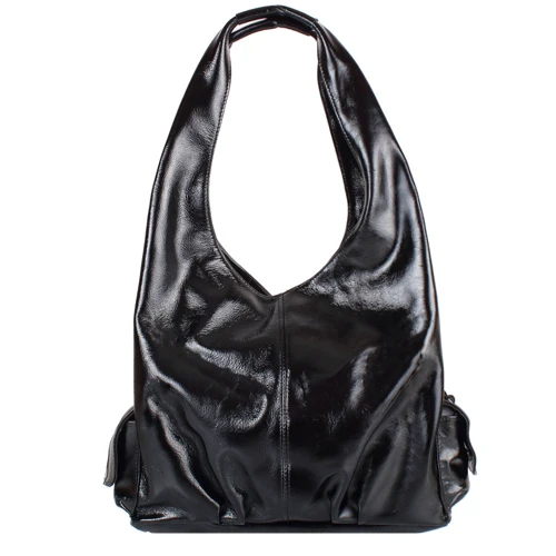 Женская сумка хобо Laskara черная (LK-DM230-black-glossy): Застежка Молния