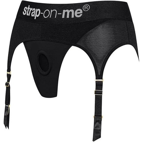 Трусы для страпона с подвязками для чулок Strap-On-Me REBEL HARNESS - S