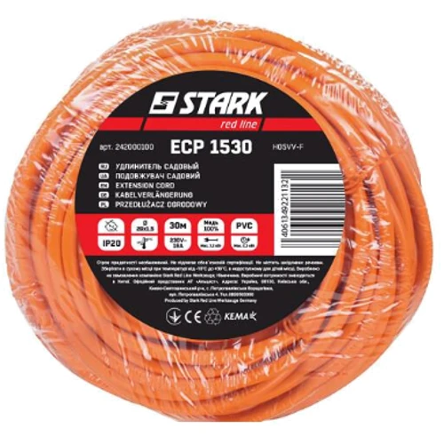 Удлинитель садовый Stark, кабель ПВХ, ECP-1530 H05VV-F 2Gx1.5 X 30M: Число розеток 1