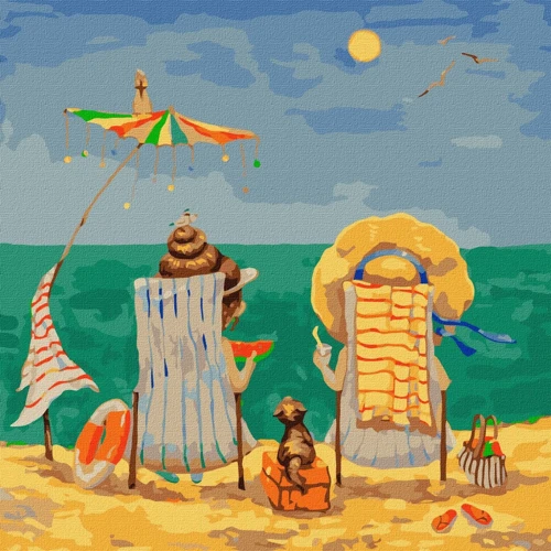 Картина за номерами Ідейка У шезлонгах © Katya Dudnik 40х40 см (KHO4811)