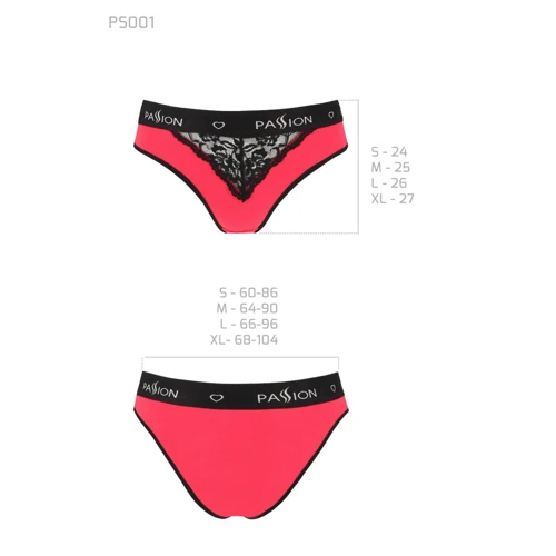 Трусики с широкой резинкой и кружевом Passion PS001 PANTIES red/black, size XL