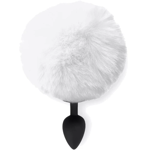 Силиконовая анальная пробка М Art of Sex - Silicone Bunny Tails Butt plug, белый