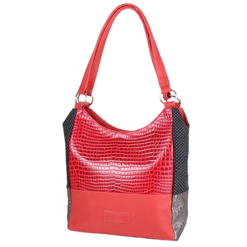 Женская сумка-мешок Laskara красная (LK-DD212-red-black-silver): Стиль Повседневный (Casual)