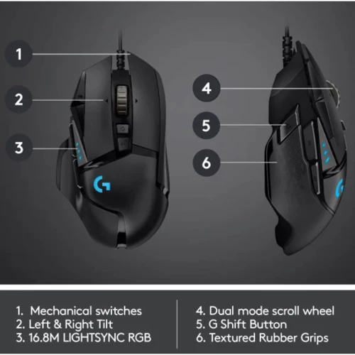 Мишка Logitech G502 HERO Gaming Mouse (910-005470.910-005472): Максимальна роздільна здатність сенсора, dpi 16000