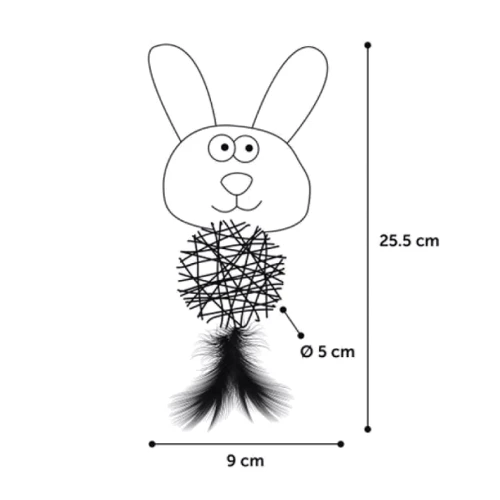 Игрушка для котов Flamingo Chayenne Rabbit Cat с колокольчиком и кошачьей мятой 27 см (59123) фото 2