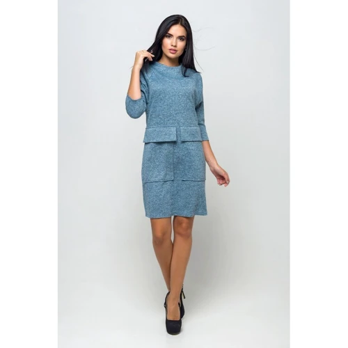 Платье FLFashion Джорджия КПД 1414 48 голубое деловое до середины бедра