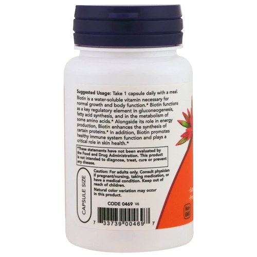NOW Foods Biotin 1000 mcg 100 caps Биотин: Тип Витамин B