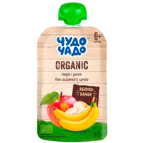 Пюре органическое Чудо-Чадо Pouch Яблоко-Банан, 90 г