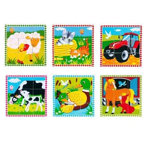 Дерев'яні кубики-пазл Viga Toys Ферма (59789): Тип кубики
