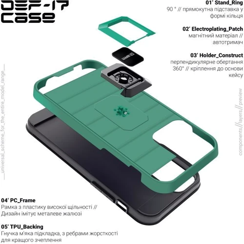 Чехол для iPhone ArmorStandart DEF17 Case Military Green for iPhone 13 Pro Max (ARM61343): Цвет зеленый