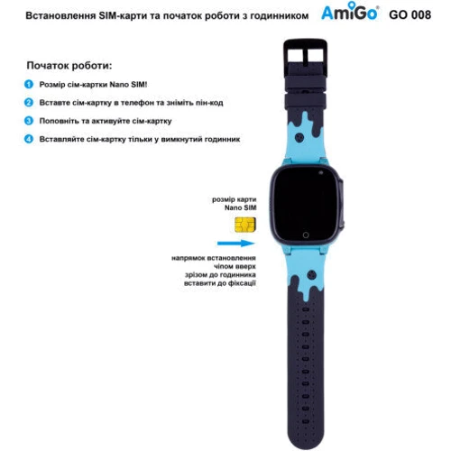 Смарт-часы AmiGo GO008 MILKY GPS WIFI Blue: Сенсорный экран есть