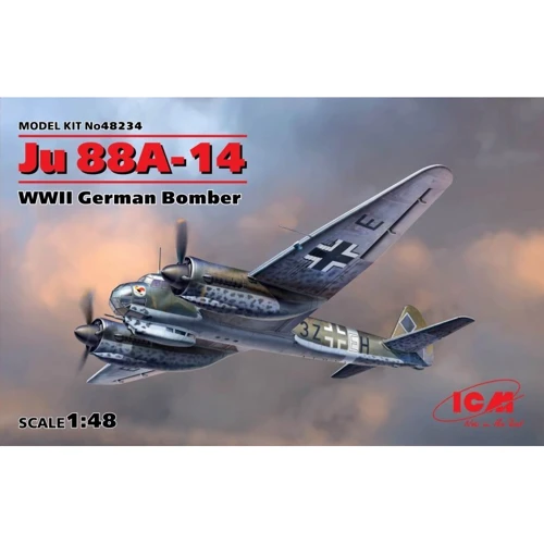Немецкий бомбардировщик Ju 88A-14, WWII German Bomber (ICM48234)