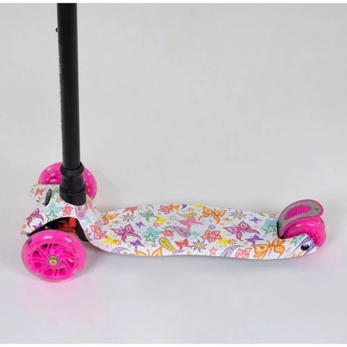 Самокат триколісний MAXI "Best Scooter" пластмасовий, трубка керма алюмінієва Pink / White / Black (83266): Тип коліс литі