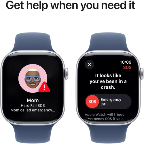 Apple Watch Series 10 42mm GPS + Cellular Silver Aluminium Case with Denim Sport Band - S/M (MWX33)