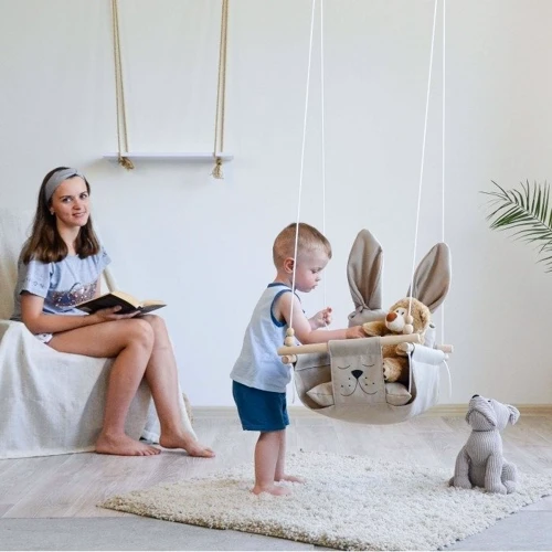 Гойдалки дитячі Infancy Вухасті тканинні підвісні сірий + повний комплект: Допустиме навантаження, кг 80