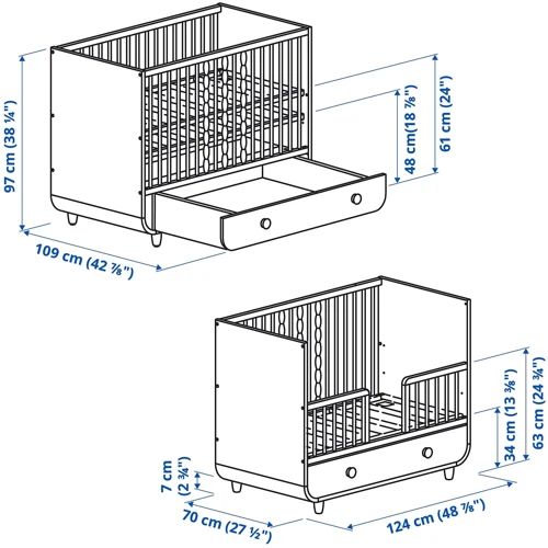 Ліжко з ящиком ІКЕА MYLLRA 60х120 см світло-бірюзове (804.626.19)