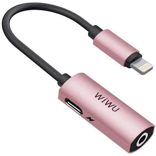 Адаптер WIWU Adapter LTO1 Lightning to Lightning+Mini-jack 3.5 0.13m Rose Gold