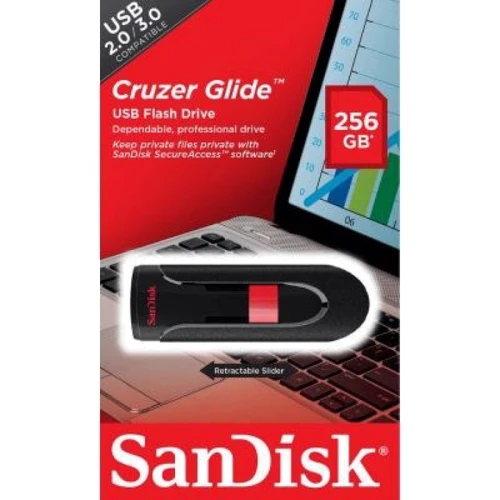 USB-флешка SanDisk 256GB Cruzer Glide USB 2.0 Black (SDCZ60-256G-B35): Дополнительно Защита файлов паролем и 128-разрядное шифрование AES