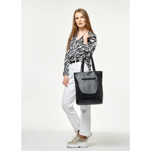 Жіноча сумка шоппер Sambag Shopper чорна (93251002): Фактура Матовая, Гладкая