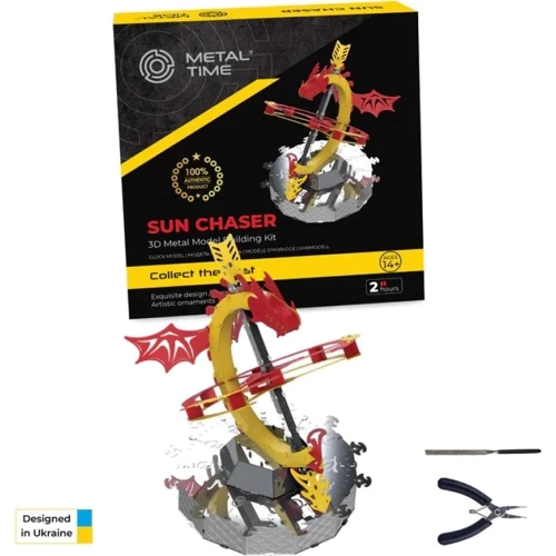 Колекційна модель-конструктор Metal Time Sun Chaser Dragon Stand Clock Сонячний годинник (MT025)