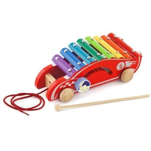 Дерев'яний ксилофон на колесах Viga Toys Спорткар (50341)