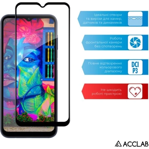 Аксессуар для смартфона ACCLAB Tempered Glass Full Glue Black for Samsung M146 Galaxy M14 5G: Цвет черный