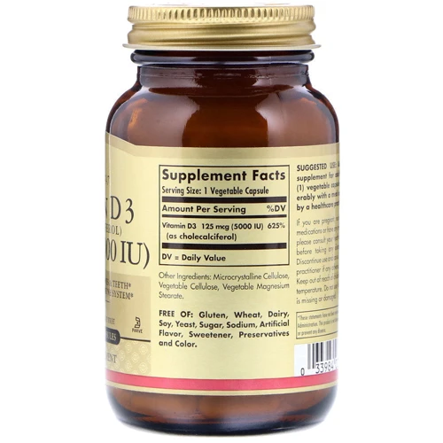 Solgar Vitamin D3 (Cholecalciferol) 125 mcg (5000 IU) 120 Veg Caps Витамин D-3: Тип Витамин D