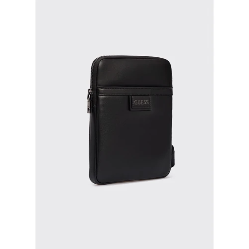Мужская сумка планшет Guess Scala Smart Crossbody Flat черная (HMESCAP1223-BLA): Фактура Матовая, Гладкая