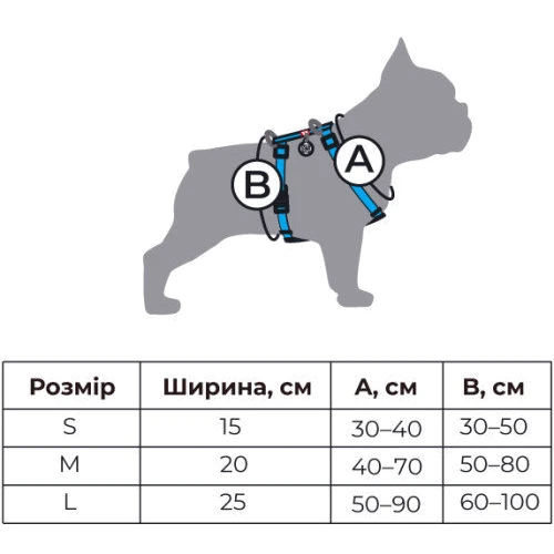Шлея WAUDOG Nylon с QR-паспортом рисунок Флаг M 20 мм 40-70 см синий (5150-0229): Производитель WAUDOG
