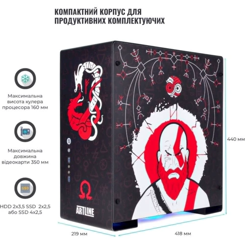 Корпус QUBE GRIFFIN Aluminum Black God Of War Black Printed (QBU5A_WBNU3PGOW): Назначение игровой