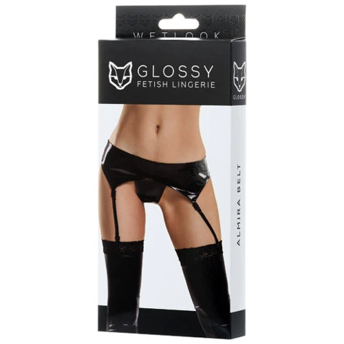 Пояс для чулок и трусики Glossy Wetlook Almira Belt Вlack, S
