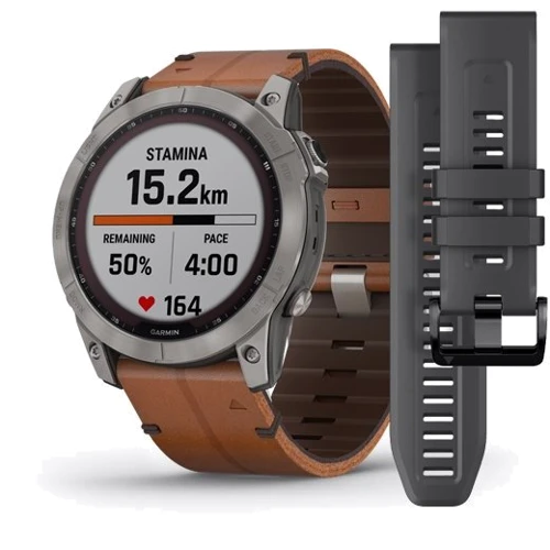 Смарт-часы Garmin Fenix 7X Sapphire Solar Titanium with Chestnut Leather Band (010-02541-19)