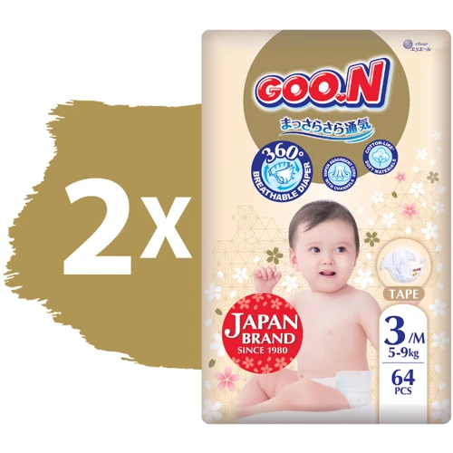 Підгузки Goo.N Premium Soft для дітей 5-9 кг розмір 3(M) на липучках унісекс 128 шт. (F1010101-154-2) фото 8