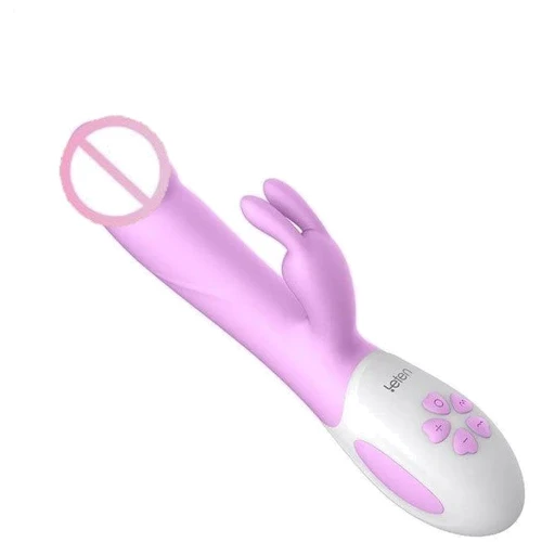 Вибратор-кролик с массирующим стволом и подогревом Leten Alina Purple, два мотора