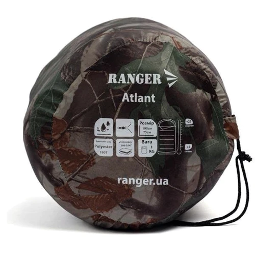 Спальный мешок Ranger Atlant Camo (RA6638): Верхняя температура комфорта +25